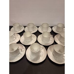 Rosenthal Classic Rose Coffee Cup & Saucer Set Of 11 White Gold Trim Germany